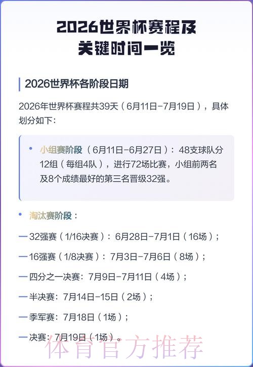 2026世界杯赛程最新比赛时间表查询入口